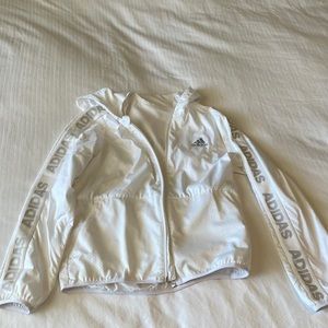 Adidas white hooded zip up jacket